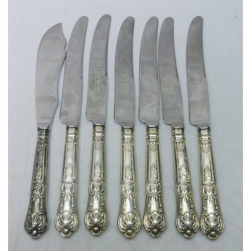 22 - An extensive matched canteen of George IV and later silver and silver plate king's pattern cutlery c... 