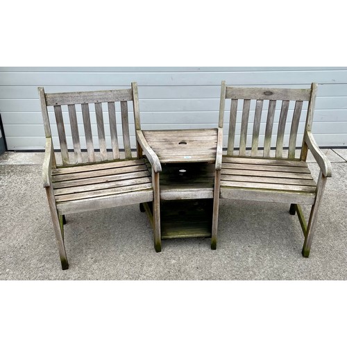 901 - A hardwood garden two seat bench