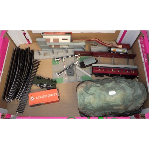 22 - A qty of model railway accessories together with a box of farm related toys (2)