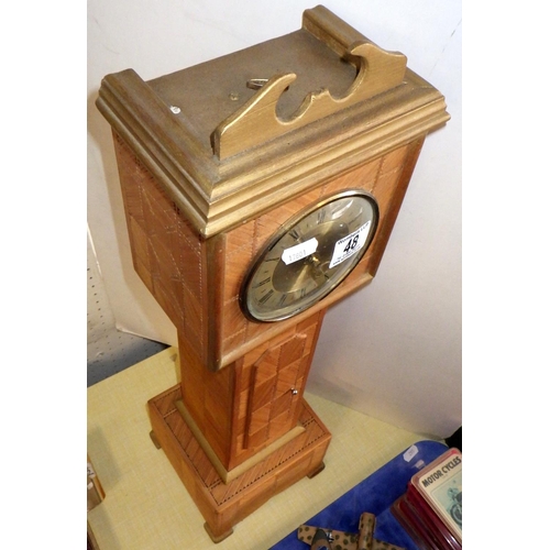 48 - A Metmac mechanical movement match stick made dwarf longcase clock 64cm tall