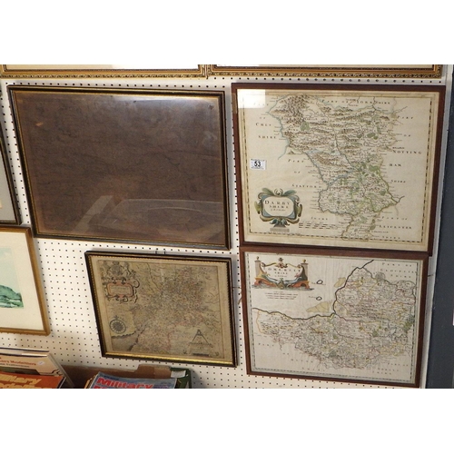 53 - Two Rob Morden framed maps together with two further framed maps (4)
