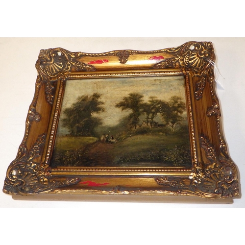56 - An unsigned small oil on canvas in a reproduction gilt frame