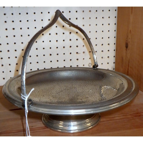 87 - A Civic pewter tea set and an Argent handled serving dish