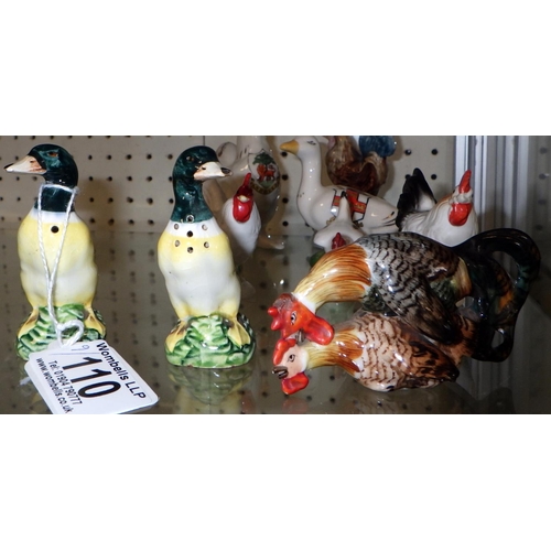 110 - A small group of various ceramic chickens & ducks