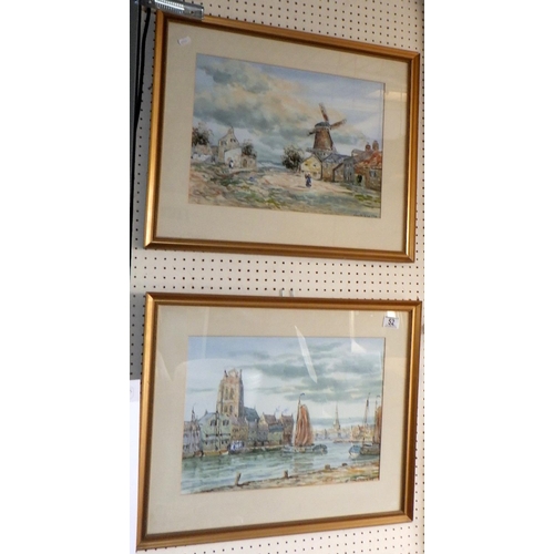 52 - Two John Hamilton Glass (1890-1925) framed watercolours 60 x 50cm inc frames