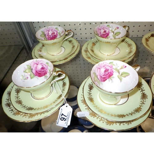 97 - Four Aynsley floral trios together with two side plates and two saucers