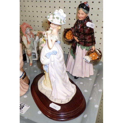 98 - Royal Doulton Orange Lady & Falstaff figures together with further figures