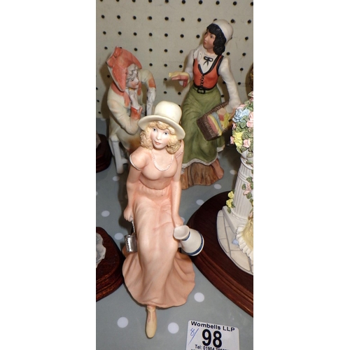 98 - Royal Doulton Orange Lady & Falstaff figures together with further figures