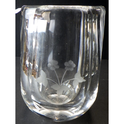 99 - A group of three small etched art glass vases