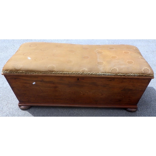 757 - A Victorian mahogany ottoman with upholstered seat, 107cm long, 54cm across