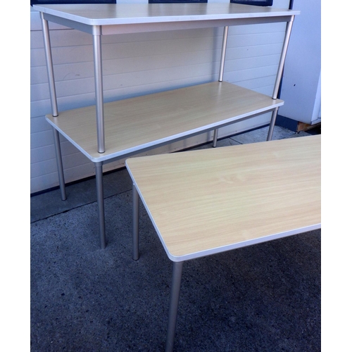 758 - Two lightweight rectangular tables, 180cm long together with another smaller table (3)