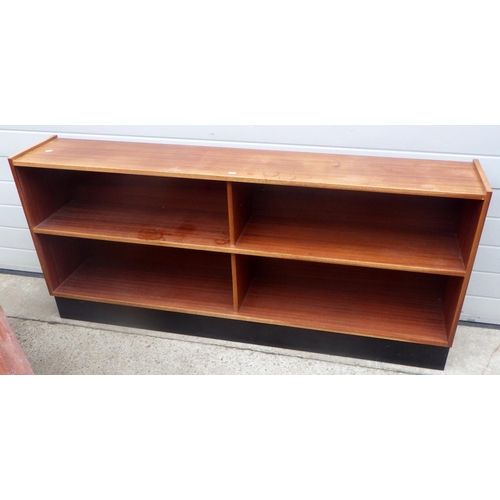 812 - A pair of teak low bookcases, some veneer chips, 170cm wide (2)