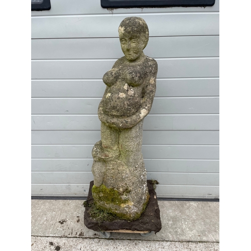 822 - A large stone Mother & child sculpture 112cm tall