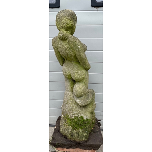 822 - A large stone Mother & child sculpture 112cm tall
