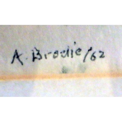 255 - September Fields: watercolour Alex Brodie, signed A Brodie and bearing Royal Scottish Academy 1963 l... 