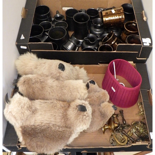 259 - A quantity of Prinknash pottery together with two stuffed koalas and miscellaneous brassware (2)