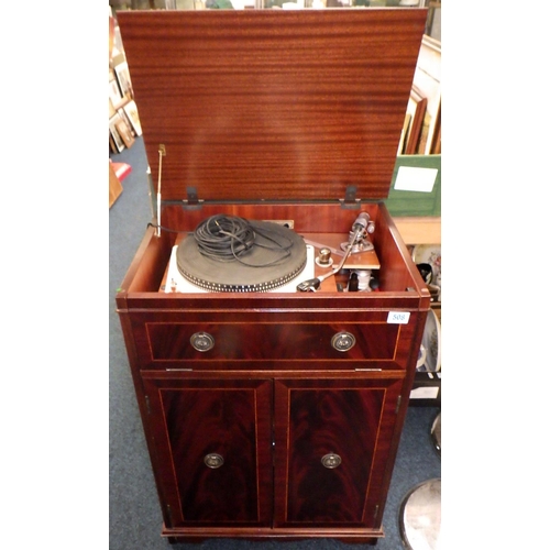 A Garrard model 301 turntable  in a cabinet together with other stereo equipment