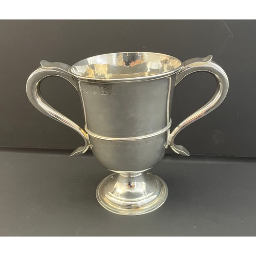 5 - A  Georgian silver loving cup by John Langlands I & John Robertson I, engraved. 475g 16cm tall