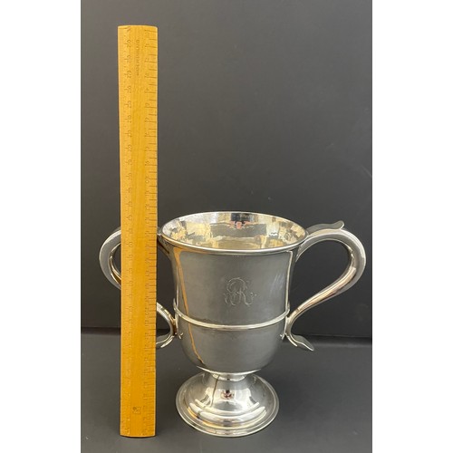 5 - A  Georgian silver loving cup by John Langlands I & John Robertson I, engraved. 475g 16cm tall