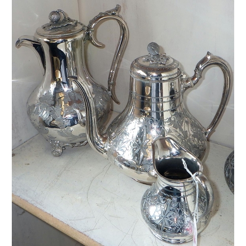 4 - A four piece silver plated tea set