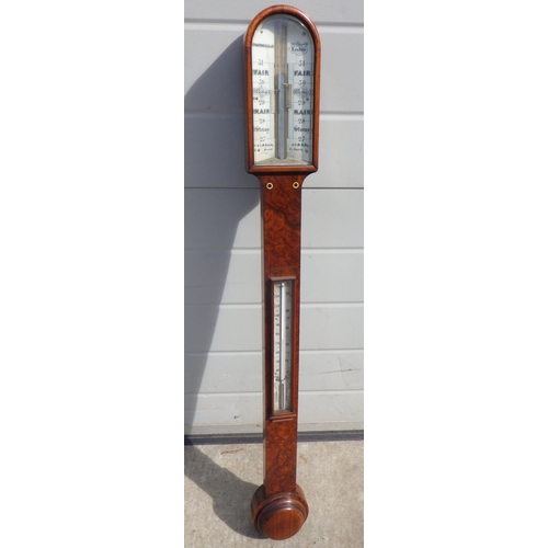 711 - A Victorian stick barometer, Pastorelli &Co Picaddili London, missing some moulding