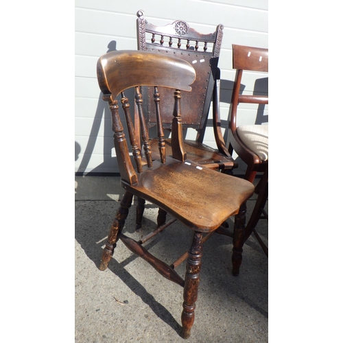 719 - A Victorian kitchen chair together with four further chairs (5)