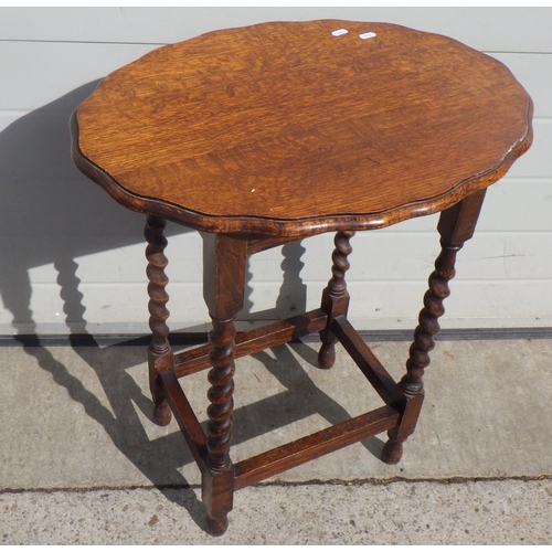 727 - A 1930's barley twist oak occasional table