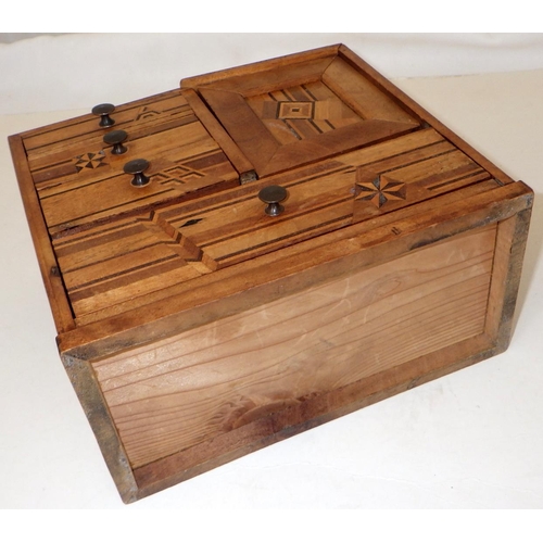 203 - A small inlaid jewellery box together with a mahogany tea caddy af (2)