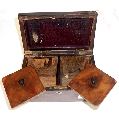 203 - A small inlaid jewellery box together with a mahogany tea caddy af (2)