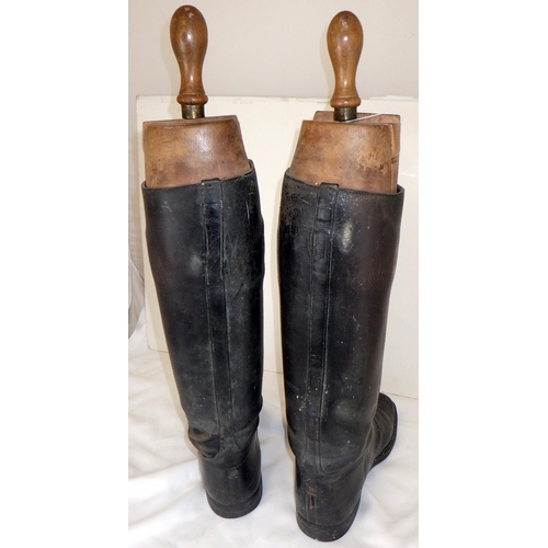 209 - A pair of leather boots with wooden boot trees AF