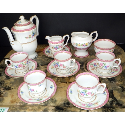 212 - A Crown Staffordshire floral part tea set