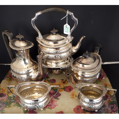 213 - An Elkington & Co five piece silver plated tea set