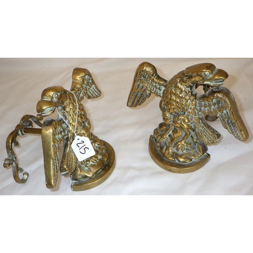 215 - A qty of misc silver plate, brass eagle fire dogs etc