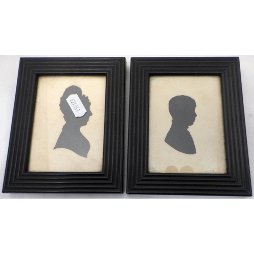 219 - Five various framed silhouettes