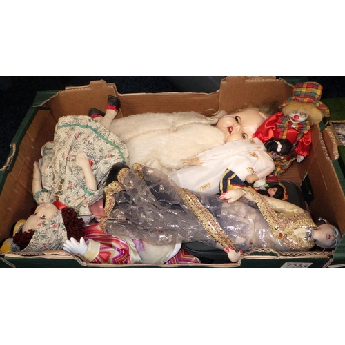 233 - Two boxes of misc dolls, playing cards etc (2)