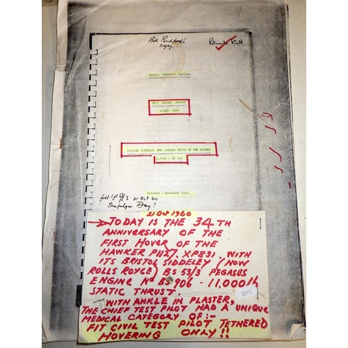 245 - Bill Bedford's photocopy of the initial hovering and taxying tests of the Hawker Harrier in 1960 tog... 