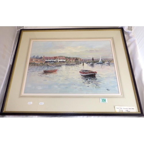 258 - John Tuck painting, 'High Tide, Burnham Overy Staith 75 x 60cm inc frame