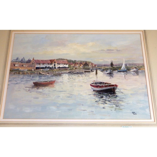 258 - John Tuck painting, 'High Tide, Burnham Overy Staith 75 x 60cm inc frame