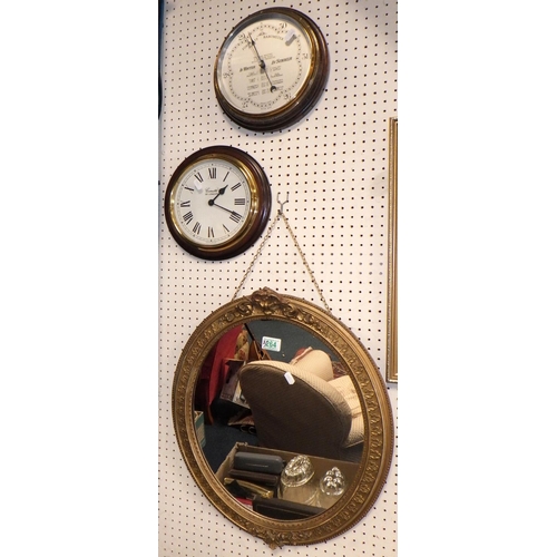 264 - A Wilson forecast barometer together with a clock and mirror (3)