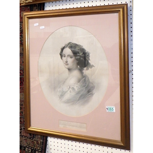 265 - A portrait of a girl “Jane 1965” Bennett together with a print of Lady Clementina Villiers (2)