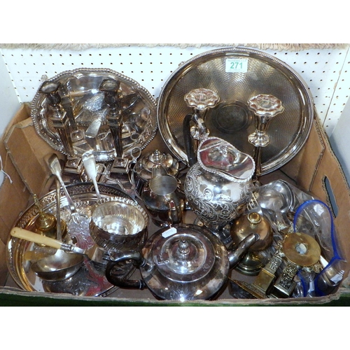 271 - A quantity of silver plate and other metal items