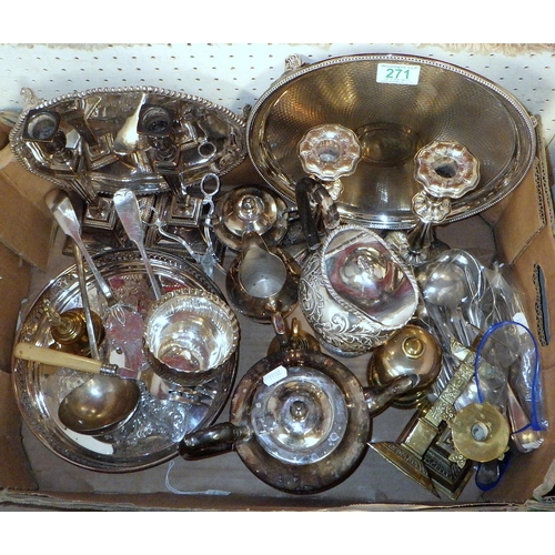 271 - A quantity of silver plate and other metal items