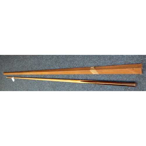 280 - A Burwat Campion snooker cue, Burroughs & Watts, with rusted metal case