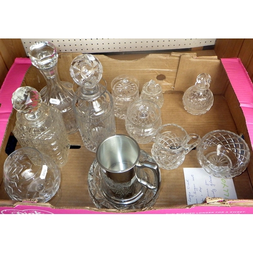 283 - A quantity of crystal glassware, decanters together with an RAF tankard