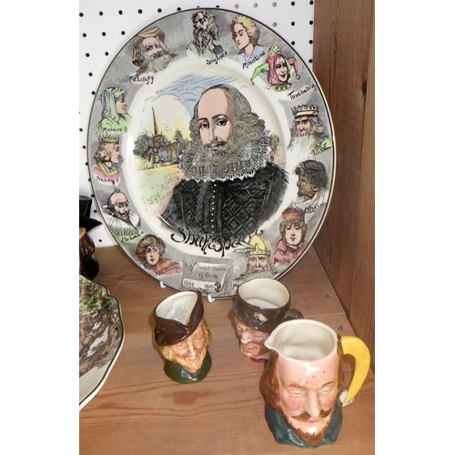 284 - Three Royal Doulton display plates together with various character jugs, mostly Doulton (10)