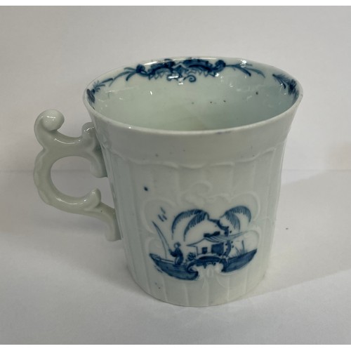 199 - Worcester porcelain coffee cup, ‘Fisherman and Willow Pavilion’ pattern, 1750 – 1755. Painted to eit... 