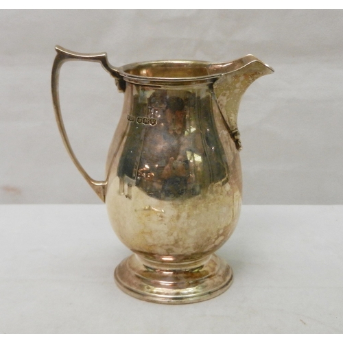 14 - Silver: a cream jug, 110mm tall, a/f bruised; a pair of two-handled salts; two mustard pots; etc.  3... 