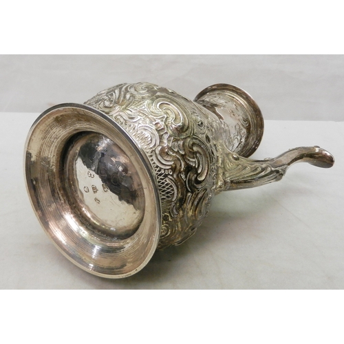 24 - A George II coffee pot of baluster form, chased and repousse decoration, John Langlands I, Newcastle... 