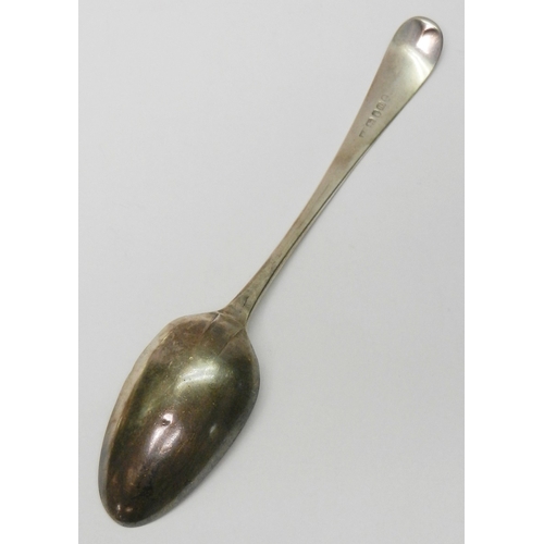 71 - A George III silver old english patter table spoon, Hester Bateman, London 1787, 220mm long; other G... 