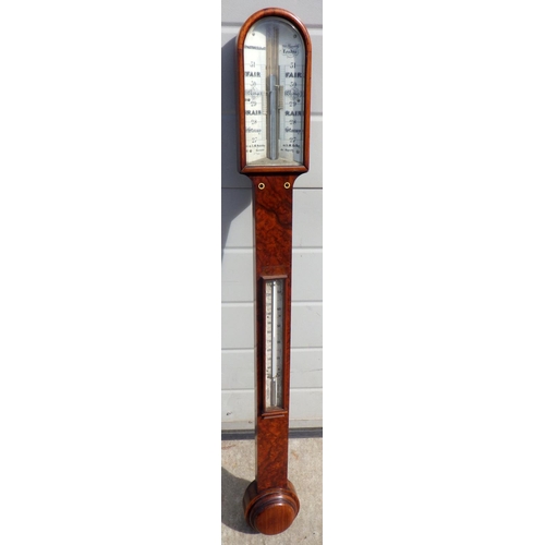 711 - A Victorian stick barometer, Pastorelli &Co Picaddili London, missing some moulding